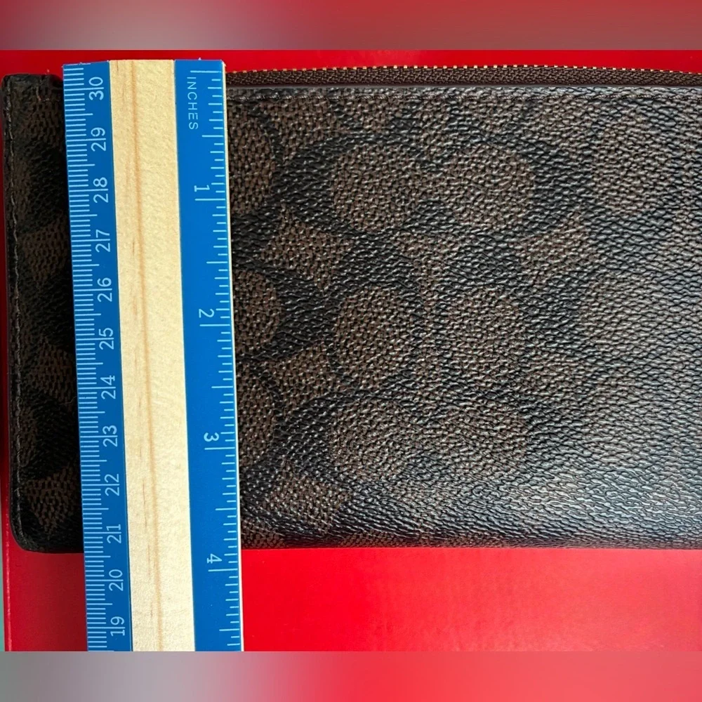 Coach Signature Canvas Wallet with Red Tab